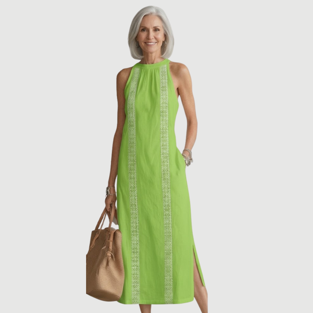 Savelle™ | Refined Embroidered Midi Dress