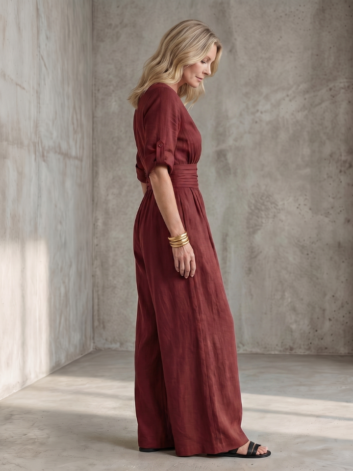 Ugaru | Cross Front Wide Leg Jumpsuit