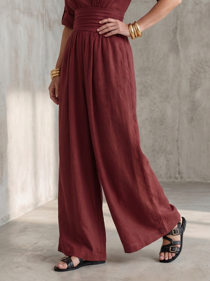 Ugaru | Cross Front Wide Leg Jumpsuit