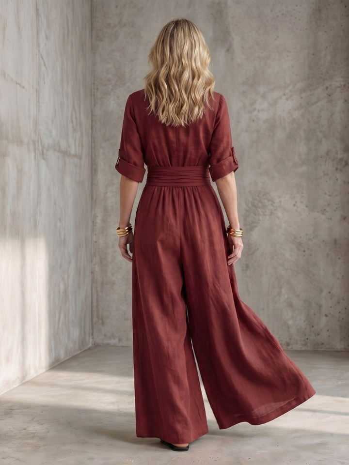 Ugaru | Cross Front Wide Leg Jumpsuit