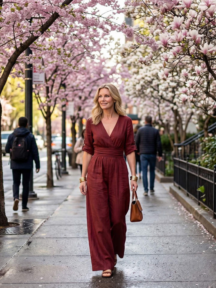 Ugaru | Cross Front Wide Leg Jumpsuit