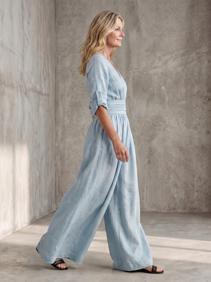 Ugaru | Cross Front Wide Leg Jumpsuit