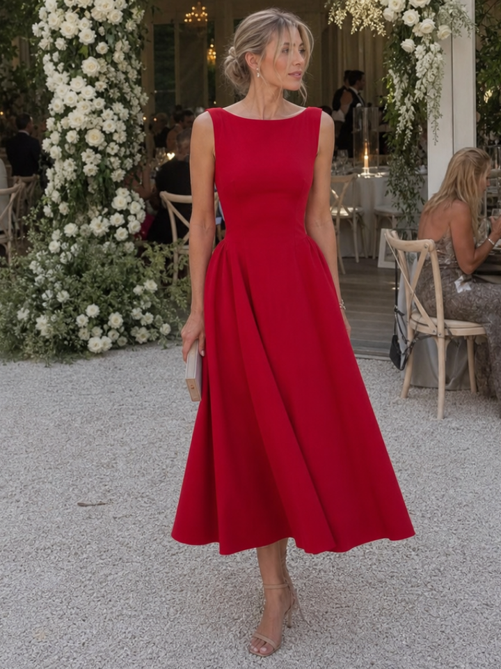 Monéra™ | Sleeveless Crew Neck Midi Dress