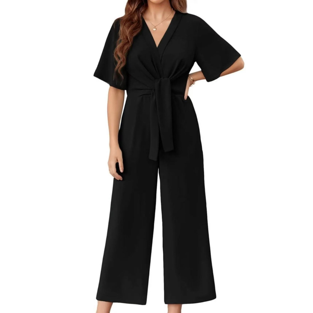Vivienne™ | Elegant Tie-Waist Wide Leg Jumpsuit