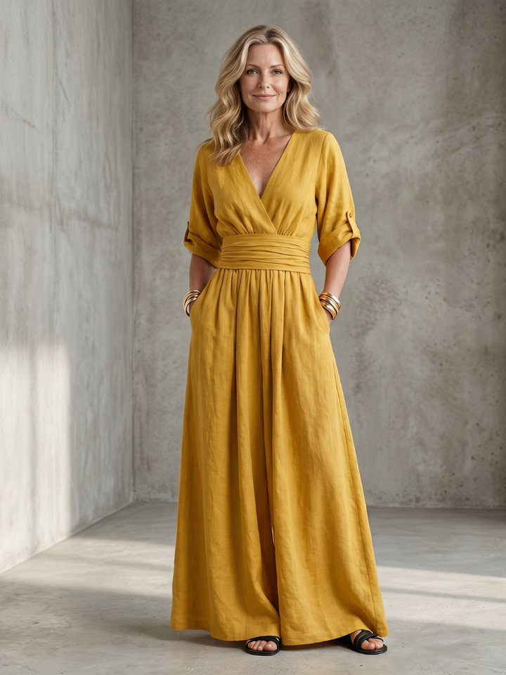 Ugaru | Cross Front Wide Leg Jumpsuit