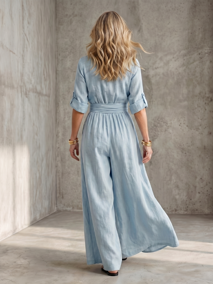 Ugaru | Cross Front Wide Leg Jumpsuit