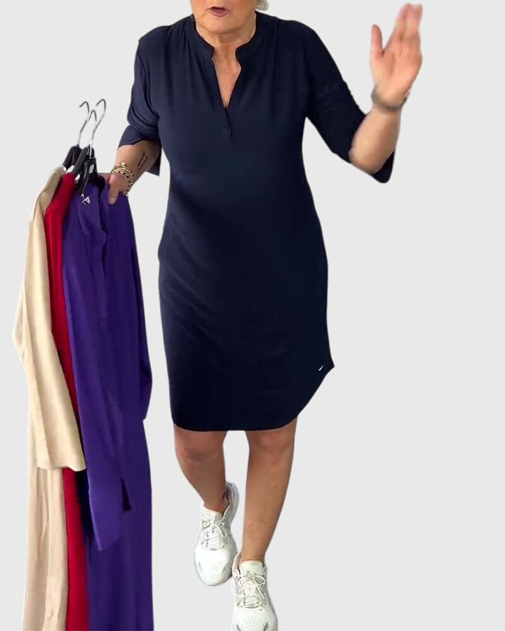 Clara™ | Solid V-Neck Dress
