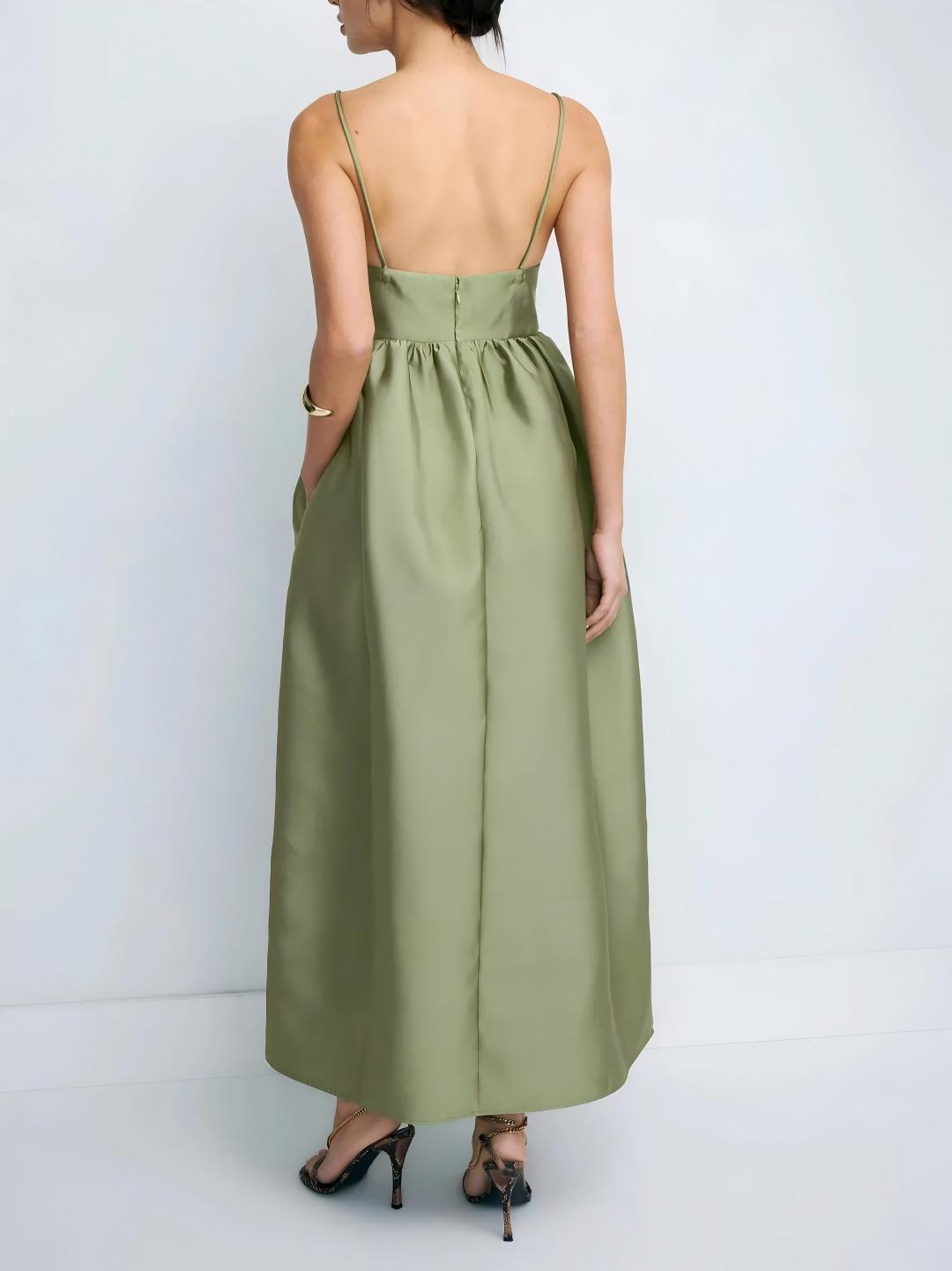 Arden™ | Minimalist Olive Maxi Dress