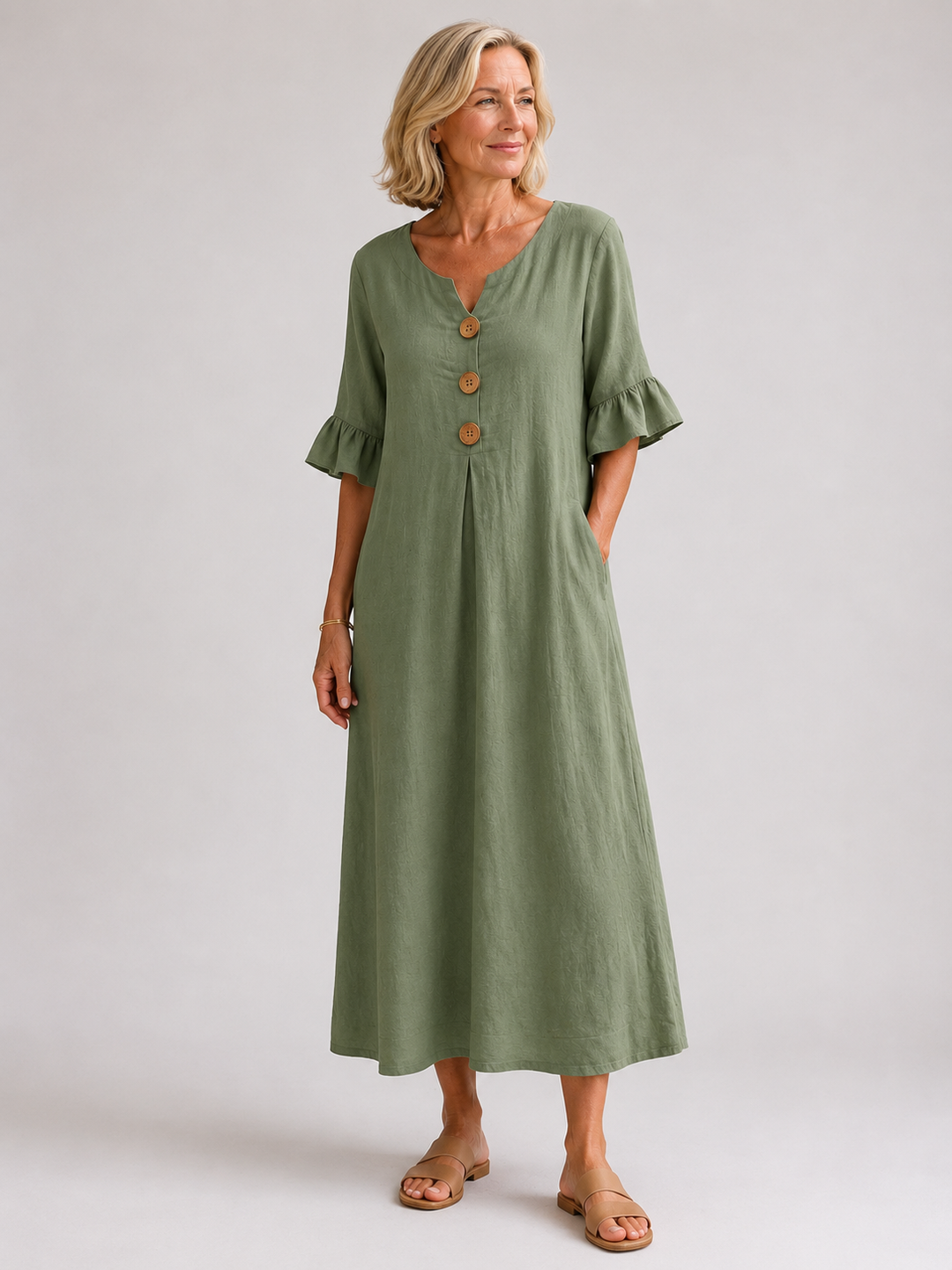 Calira™ | Breezy Button Dress
