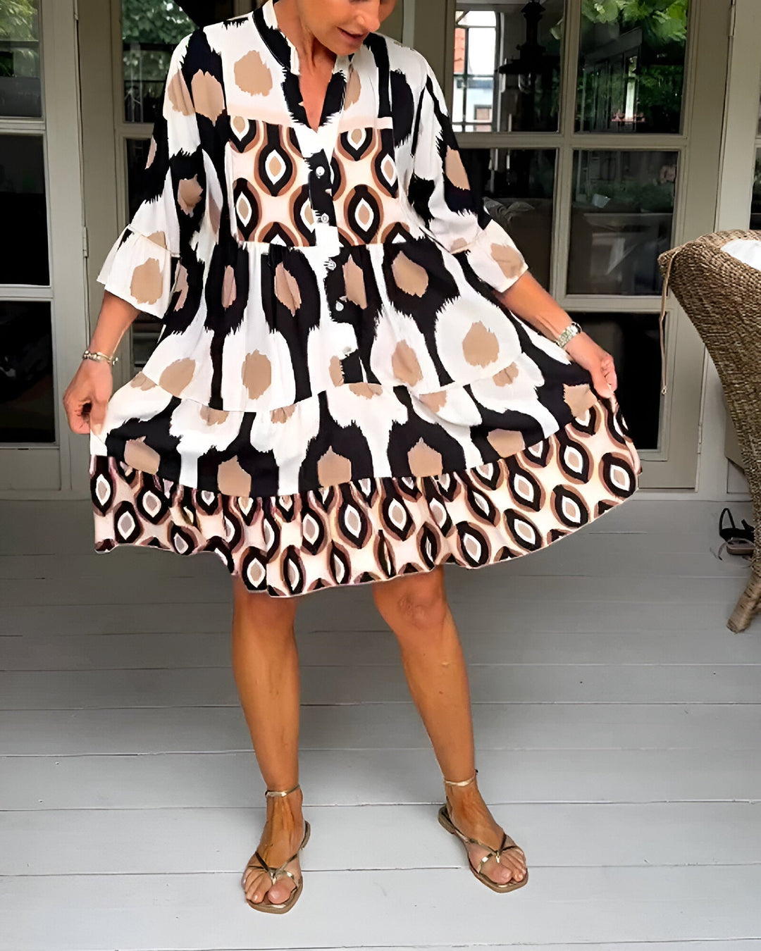 Sorella™ | Geometric Tiered Boho Dress