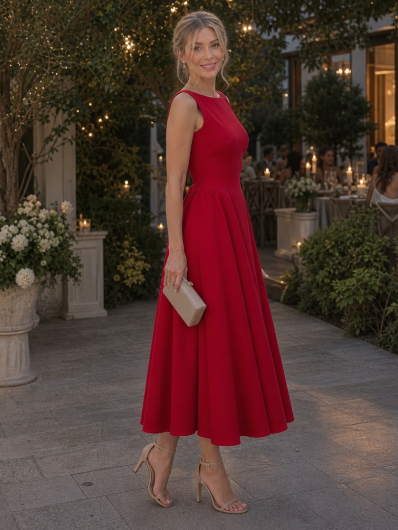 Monéra™ | Sleeveless Crew Neck Midi Dress