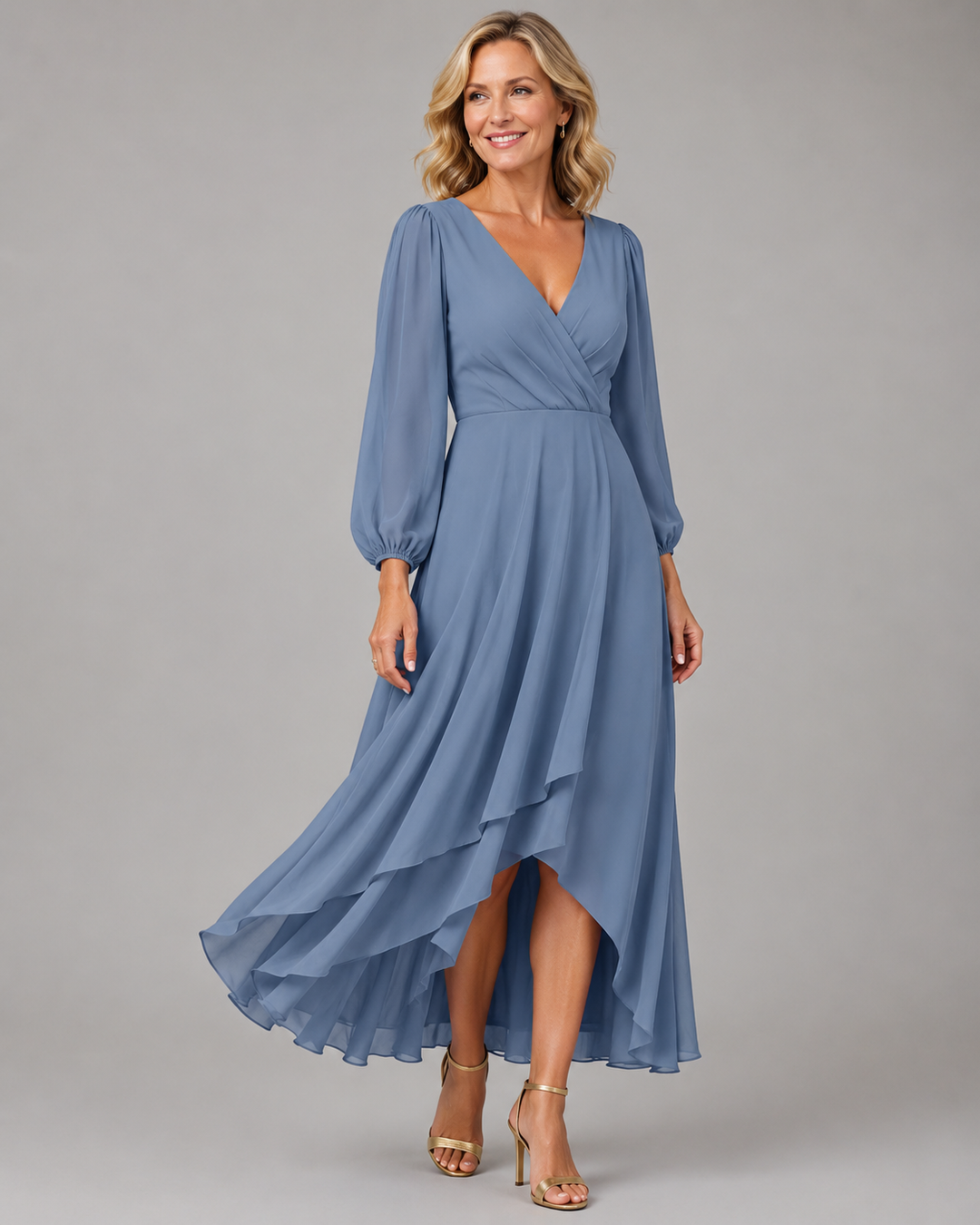 Noëlle™ | Elegant V-neck Long Dress