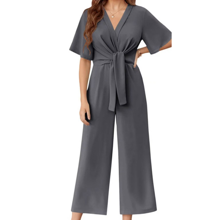 Vivienne™ | Elegant Tie-Waist Wide Leg Jumpsuit