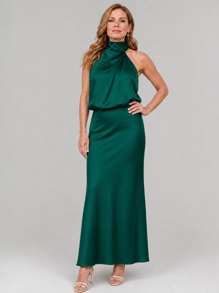 Nopal™ | Sleeveless Draped Neck Midi Dress