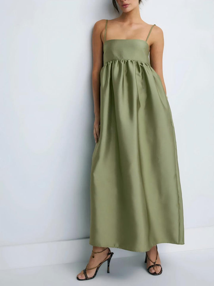 Arden™ | Minimalist Olive Maxi Dress