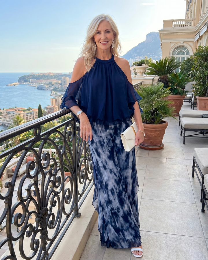 Xylara™ | Layered Halter Printed Wide Leg Set