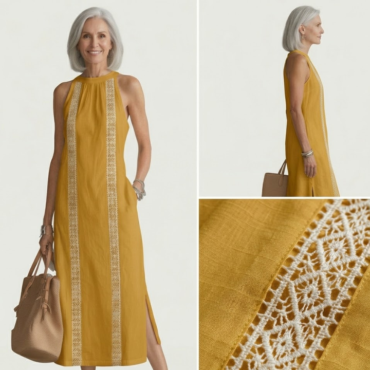 Savelle™ | Refined Embroidered Midi Dress