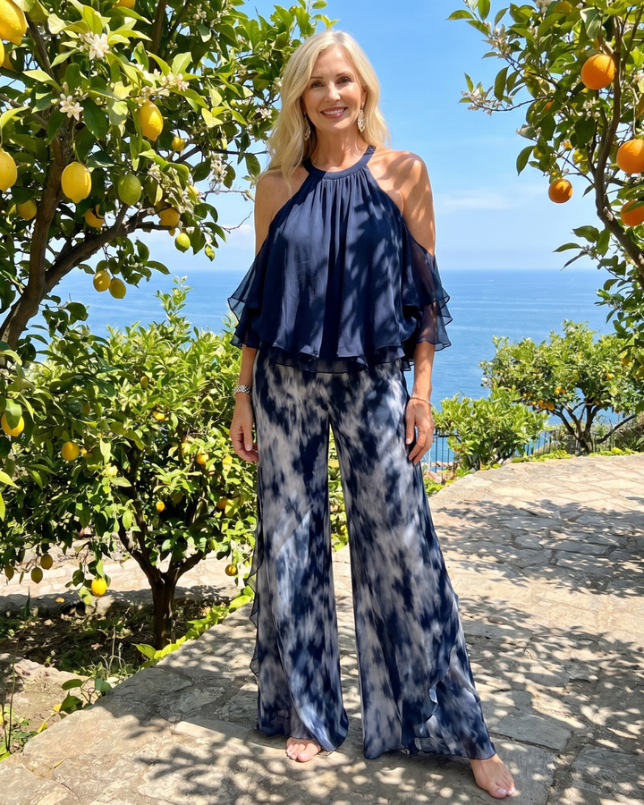 Xylara™ | Layered Halter Printed Wide Leg Set