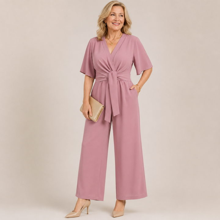Vivienne™ | Elegant Tie-Waist Wide Leg Jumpsuit