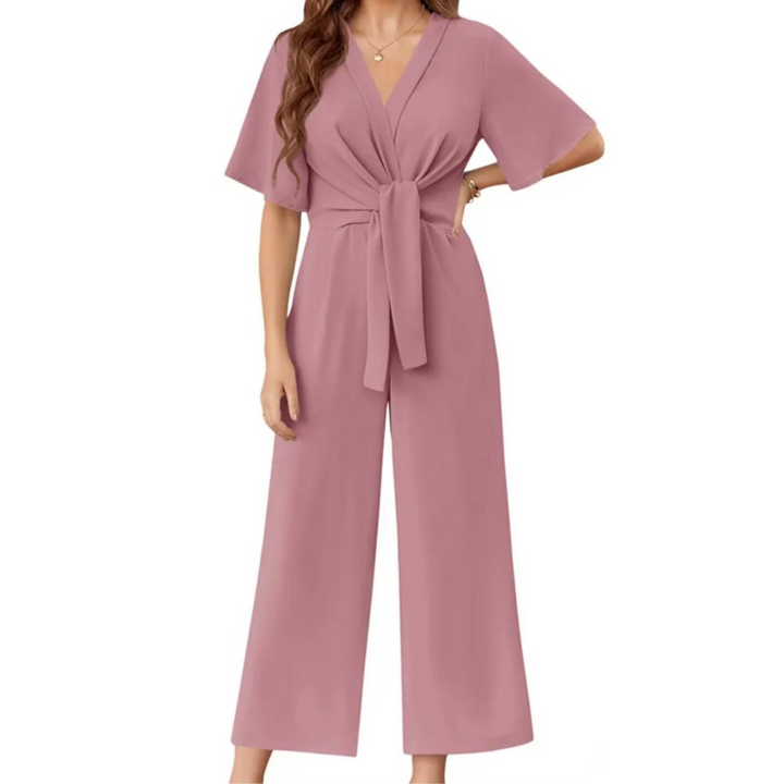 Vivienne™ | Elegant Tie-Waist Wide Leg Jumpsuit