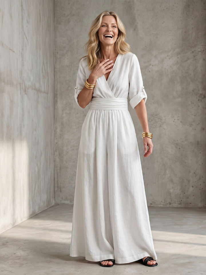 Ugaru | Cross Front Wide Leg Jumpsuit