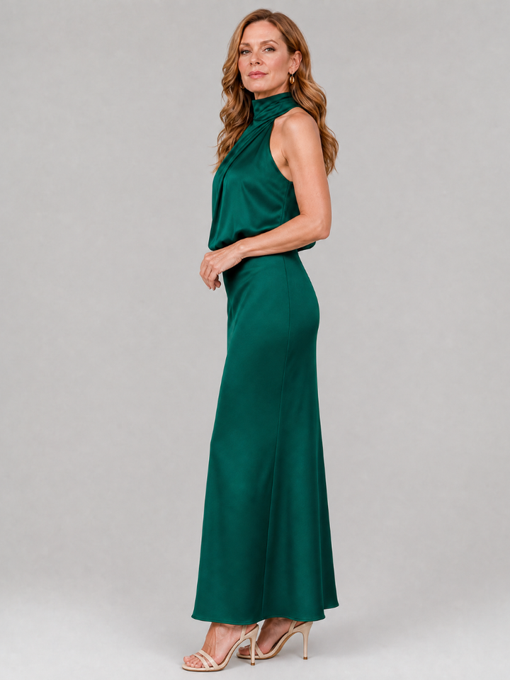 Nopal™ | Sleeveless Draped Neck Midi Dress