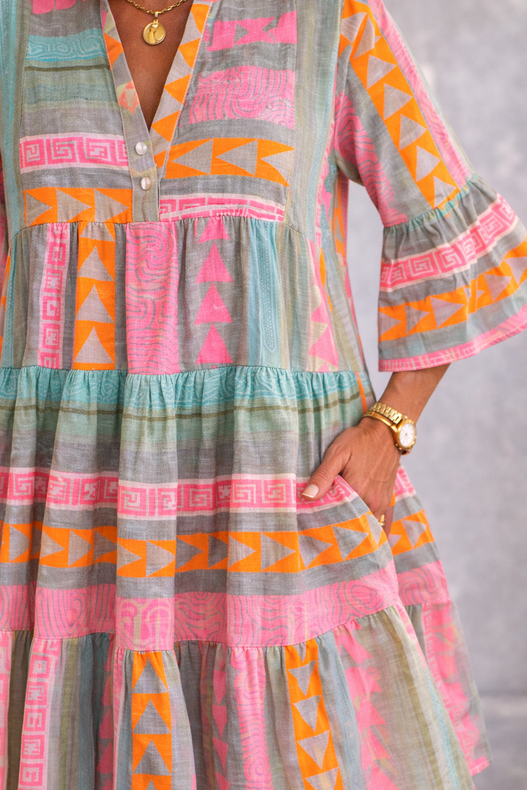 Lunara™ | Vibrant Breeze Midi Dress