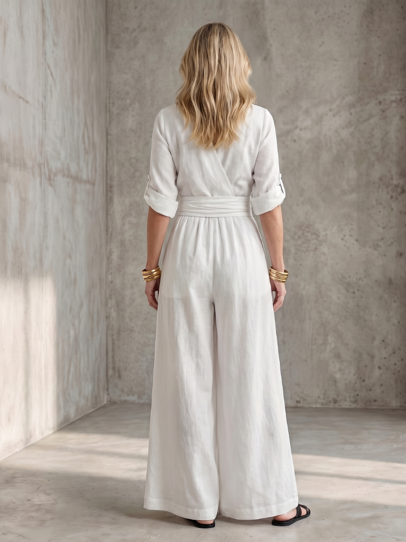 Ugaru | Cross Front Wide Leg Jumpsuit