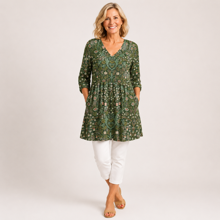 Sophia | Vintage Floral V-Neck Top