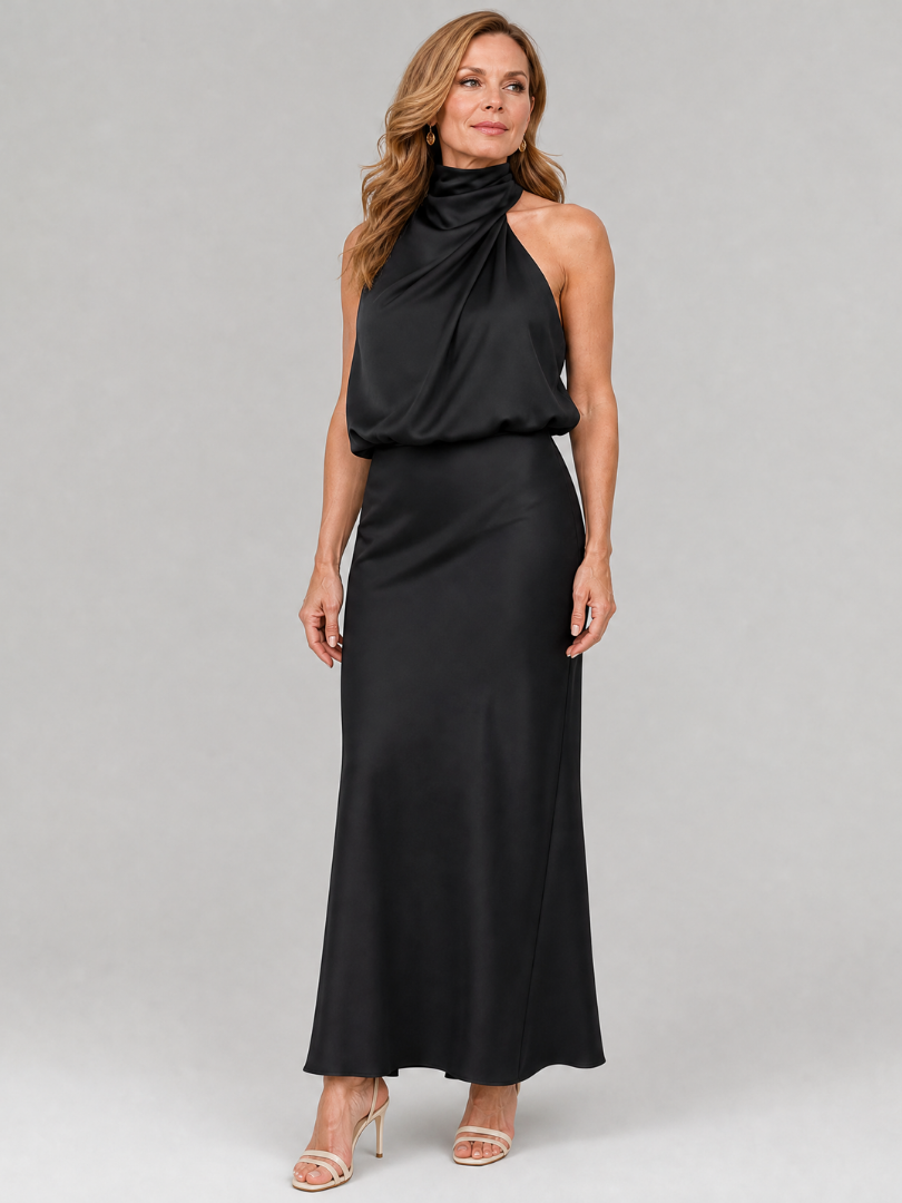 Nopal™ | Sleeveless Draped Neck Midi Dress