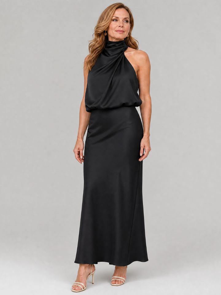 Nopal™ | Sleeveless Draped Neck Midi Dress