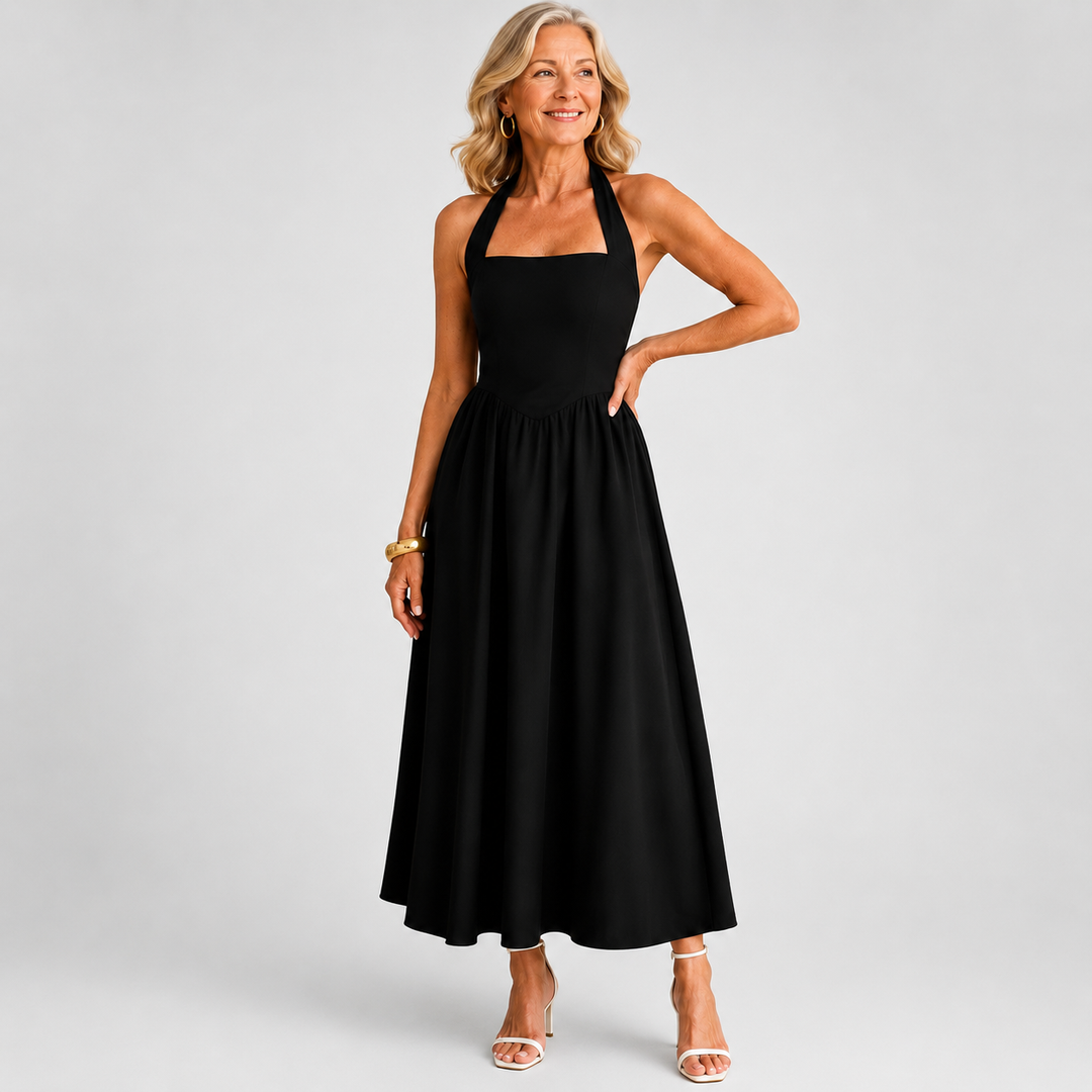 JESSA™ | Sleeveless Halter Ruched Pocket Dress