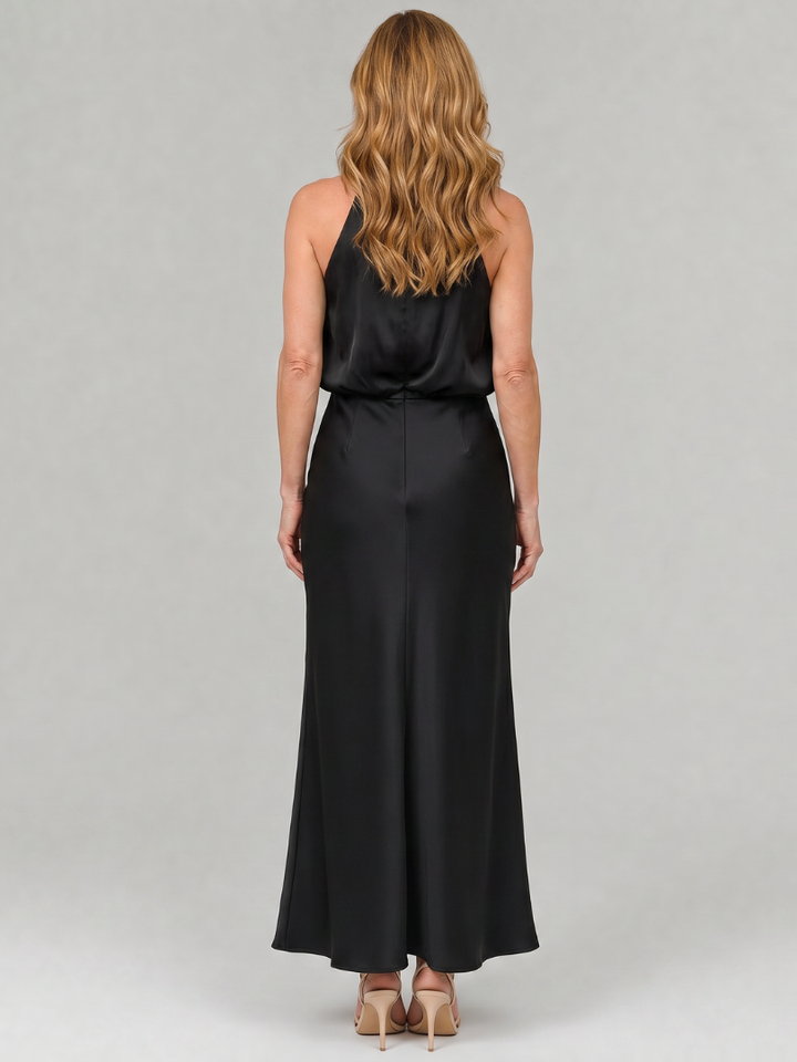 Nopal™ | Sleeveless Draped Neck Midi Dress