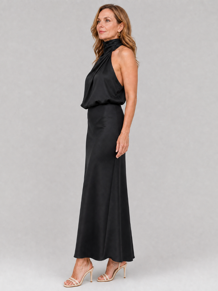 Nopal™ | Sleeveless Draped Neck Midi Dress