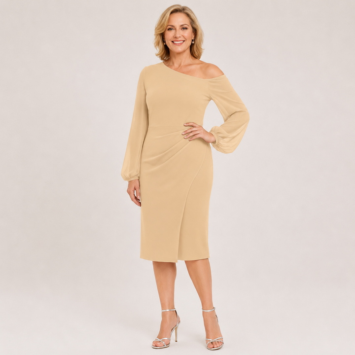 Donna™ | Asymmetric Elegance Midi Dress
