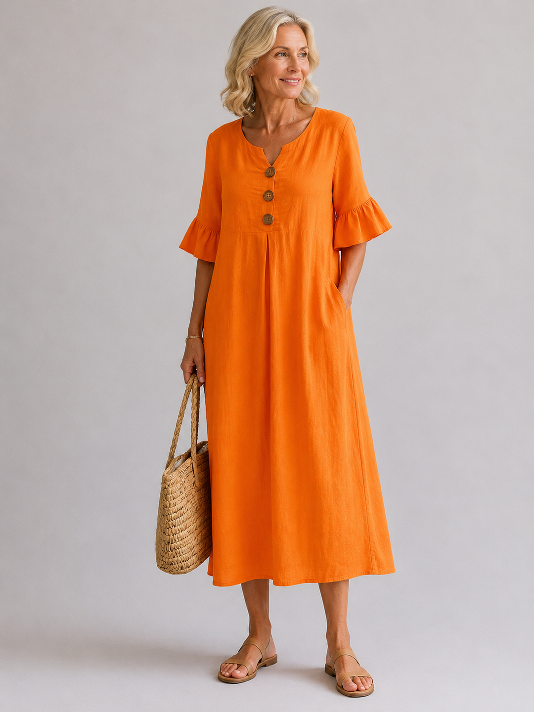 Calira™ | Breezy Button Dress