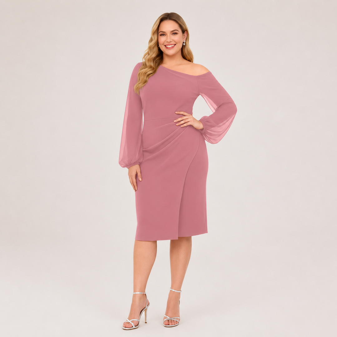Donna™ | Asymmetric Elegance Midi Dress