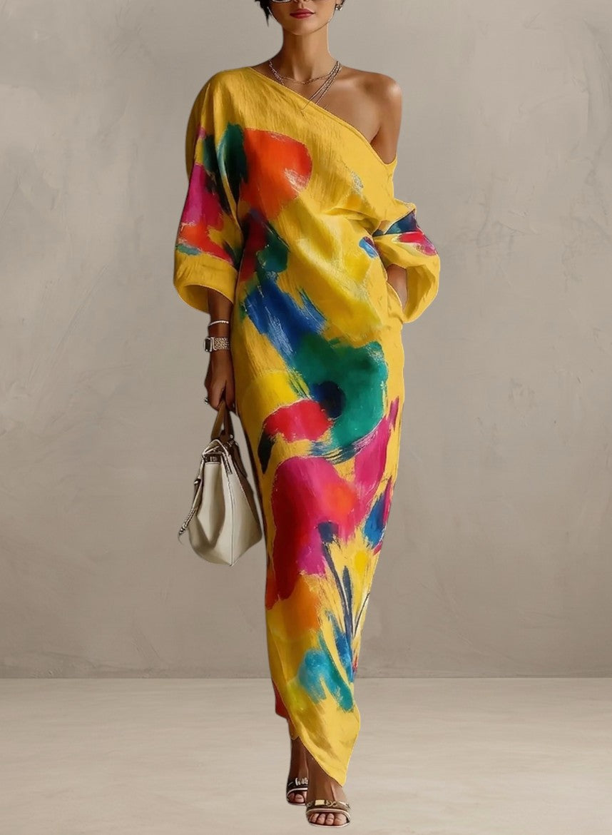 Kimberly™ | Artistic One-Shoulder Maxi Dress