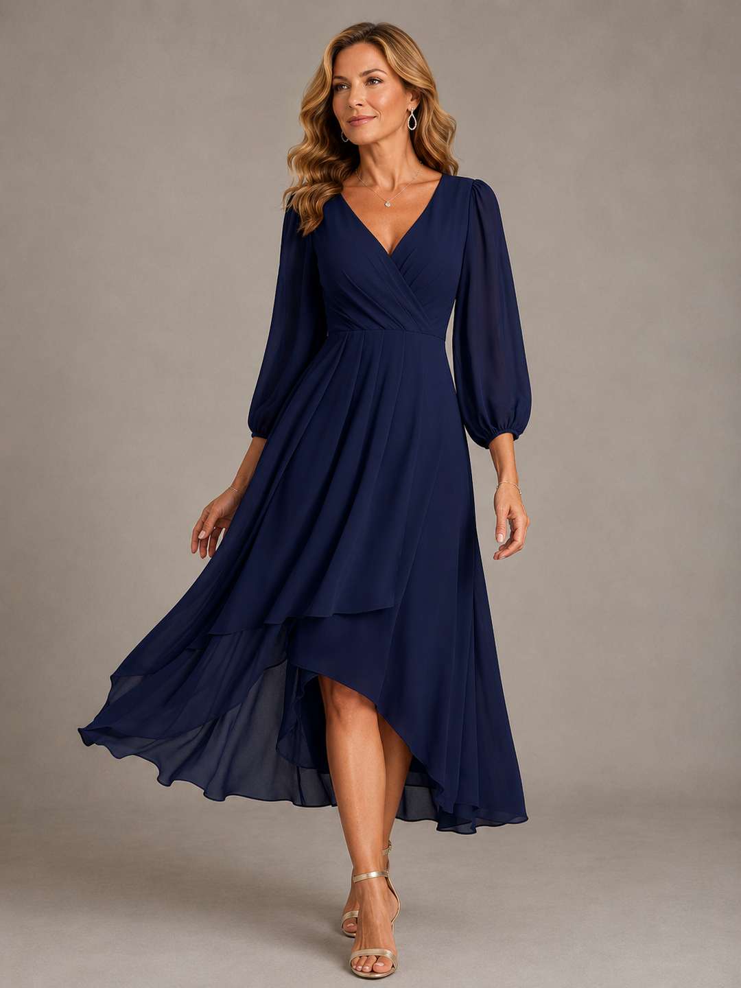 Marielle™ | Elegant V-Neck Long Dress