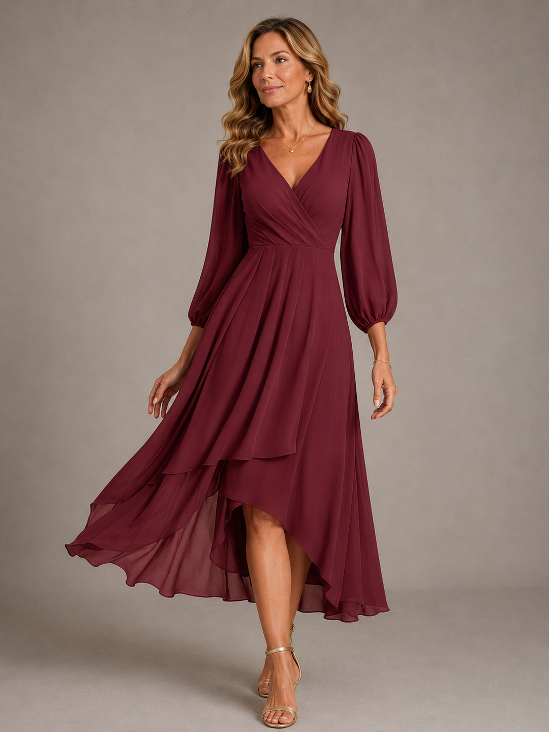 Lisette™ | Elegant V-Neck Long Dress