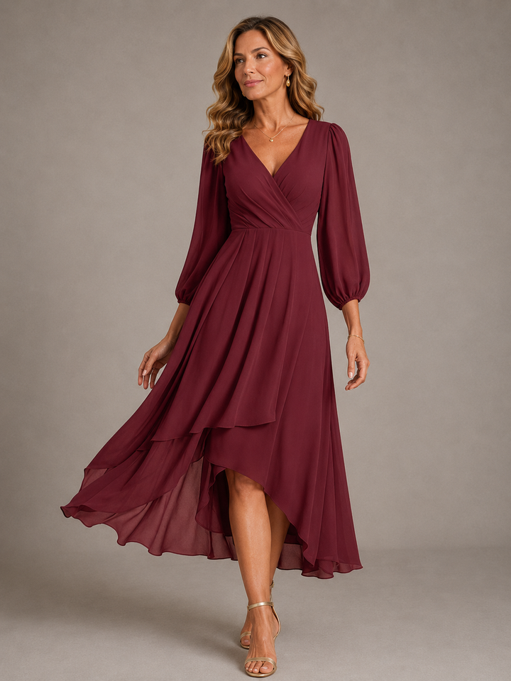 Lisette™ | Elegant V-Neck Long Dress
