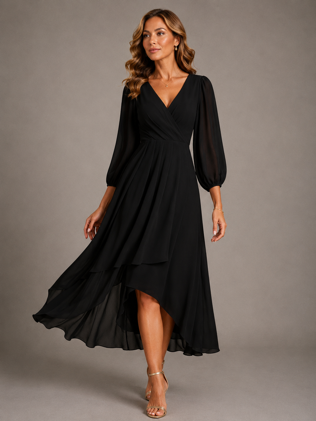 Florence™ | Elegant V-Neck Long Dress