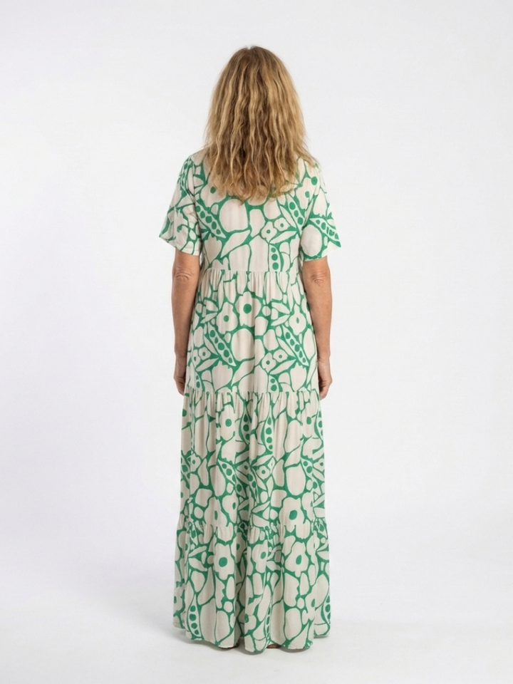 Jennifer | Elegant Short Sleeve V Neck Floral Midi Dress