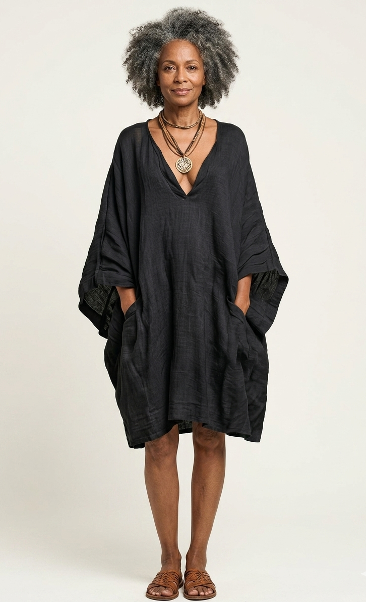 Loose Fit Casual Linen And Cotton Dress