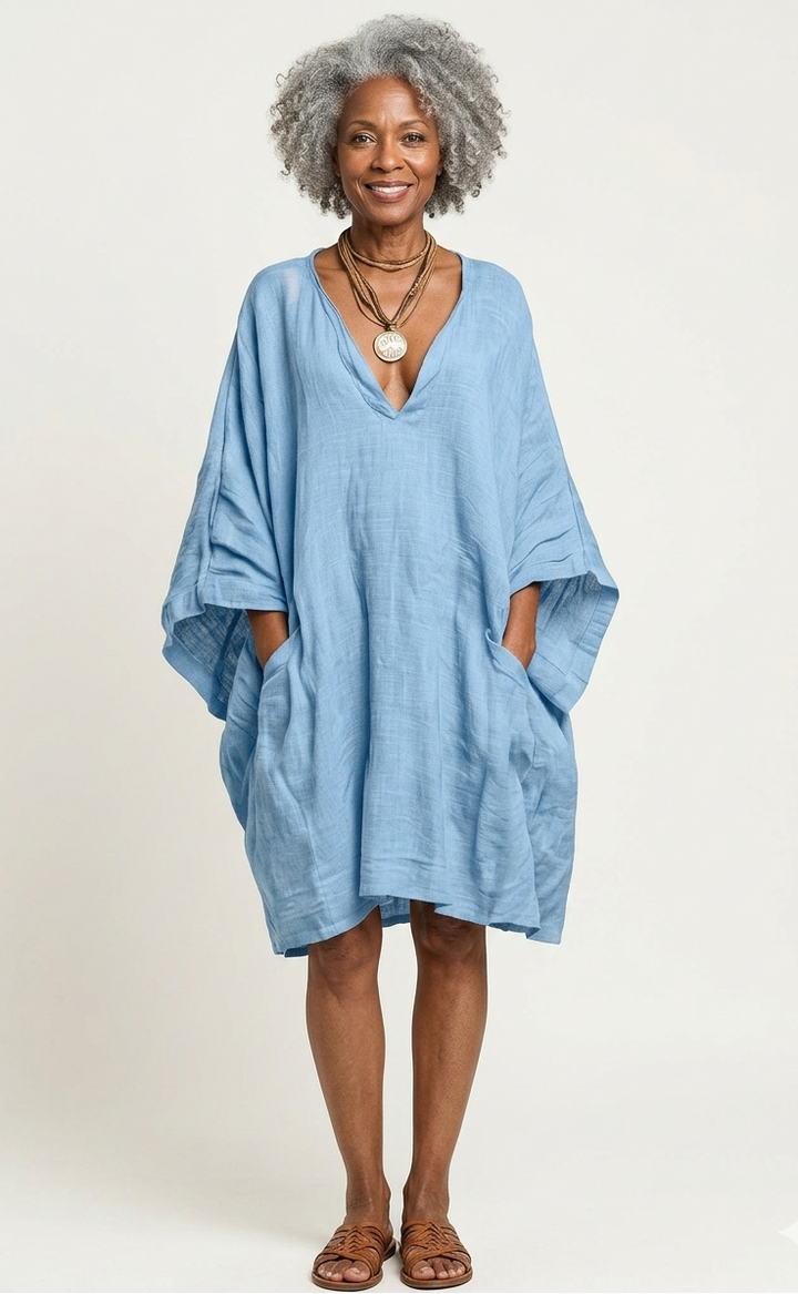 Loose Fit Casual Linen And Cotton Dress