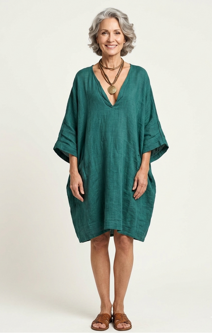 Loose Fit Casual Linen And Cotton Dress