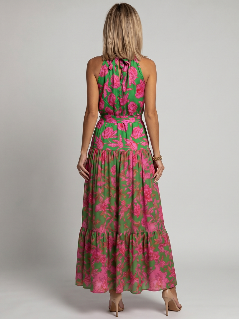 Dilessiya | Draped Halter Midi Dress
