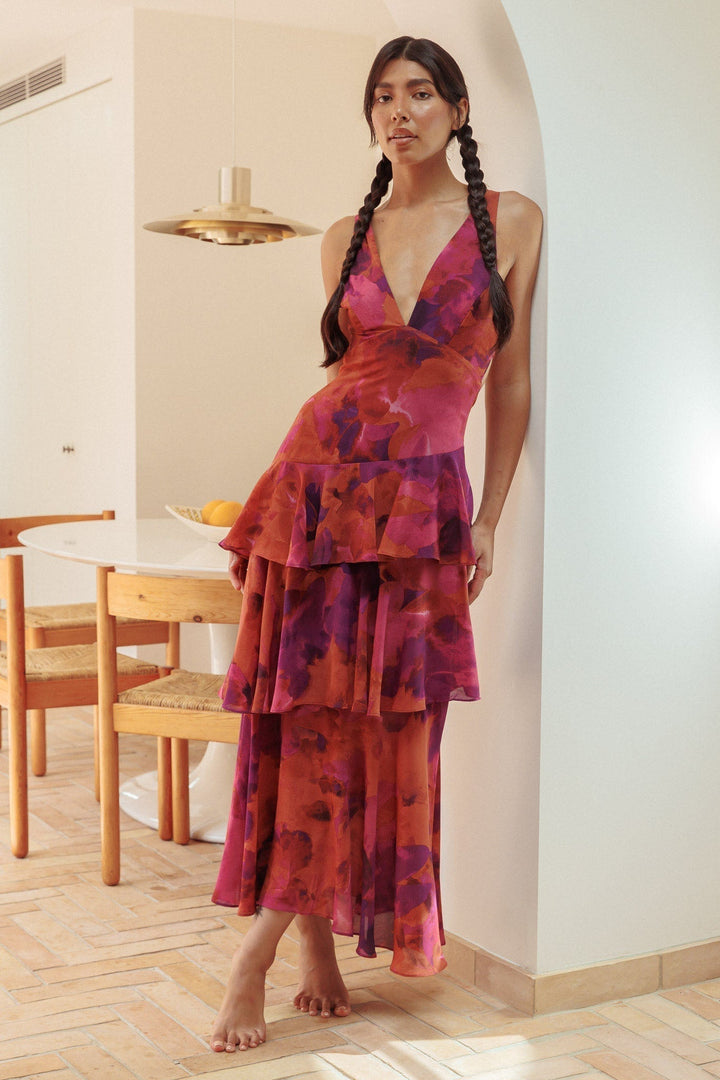 Azelie™ | Dress Refined Style Ruffle Midi Dress