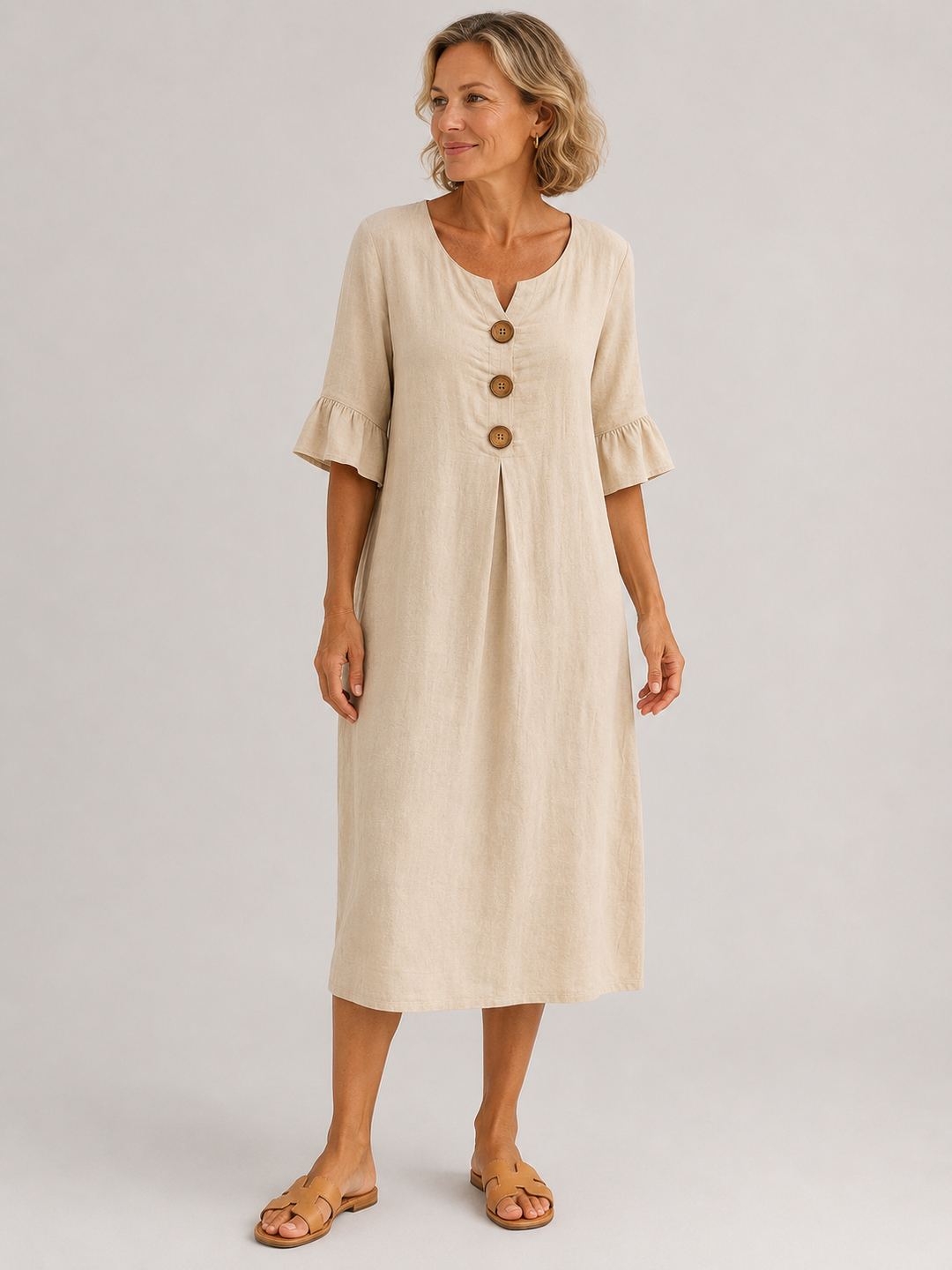 Calira™ | Breezy Button Dress