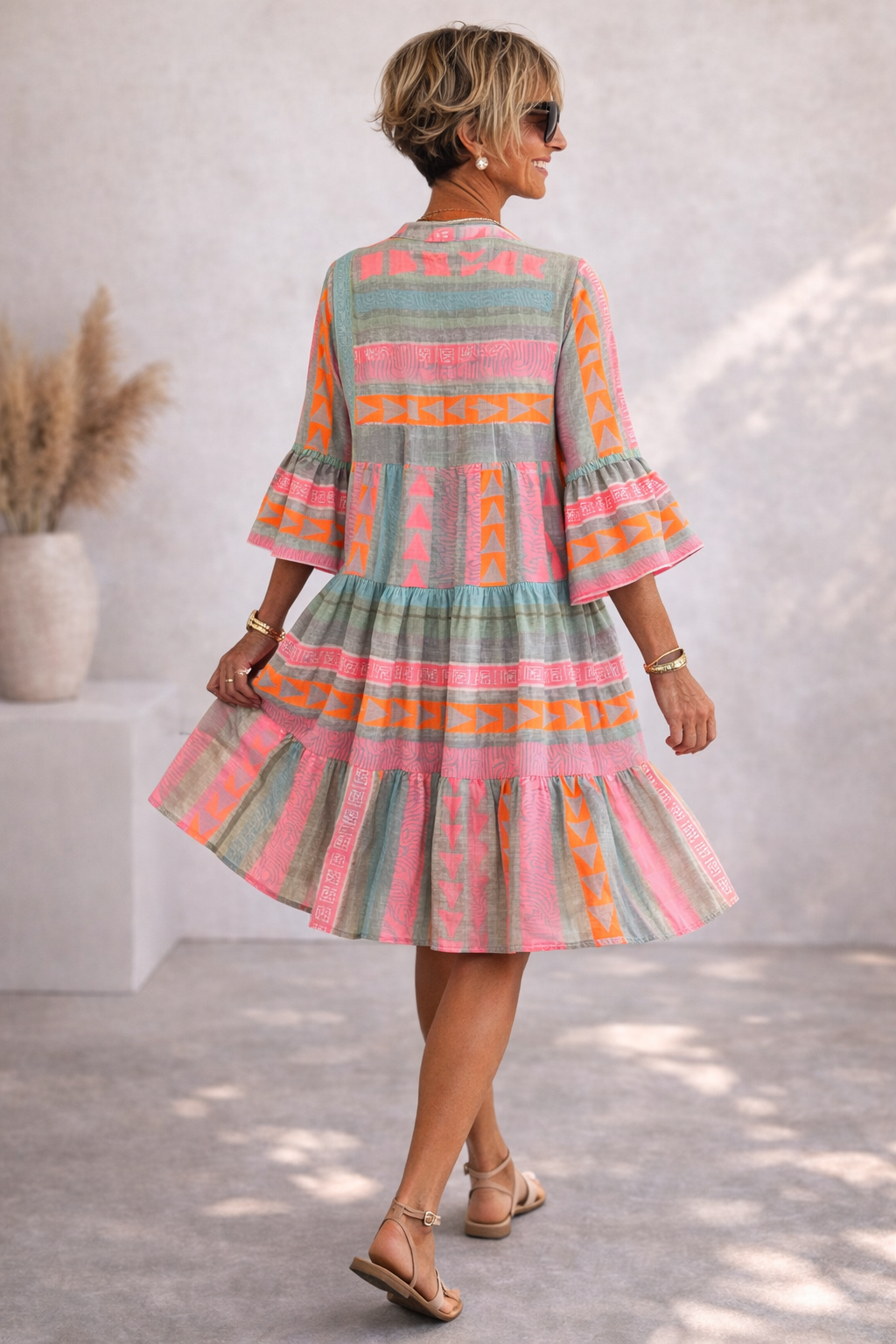 Lunara™ | Vibrant Breeze Midi Dress